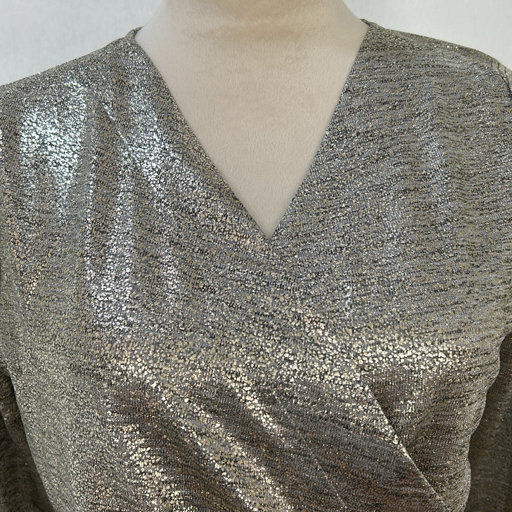 SOFT SURROUNDING  STELLA TOP WOMEN SIZE S LONG SLEEVES NEUTRAL FOIL NEW - Picture 4 of 12